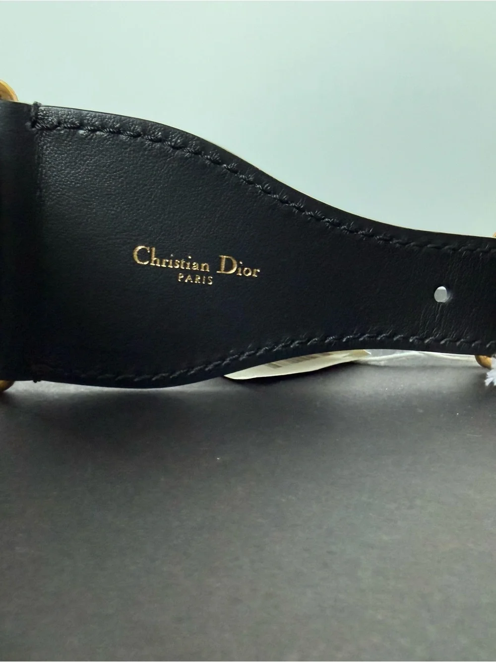 New! Dior Navy and White Signature Logo Canvas/Leather Belt